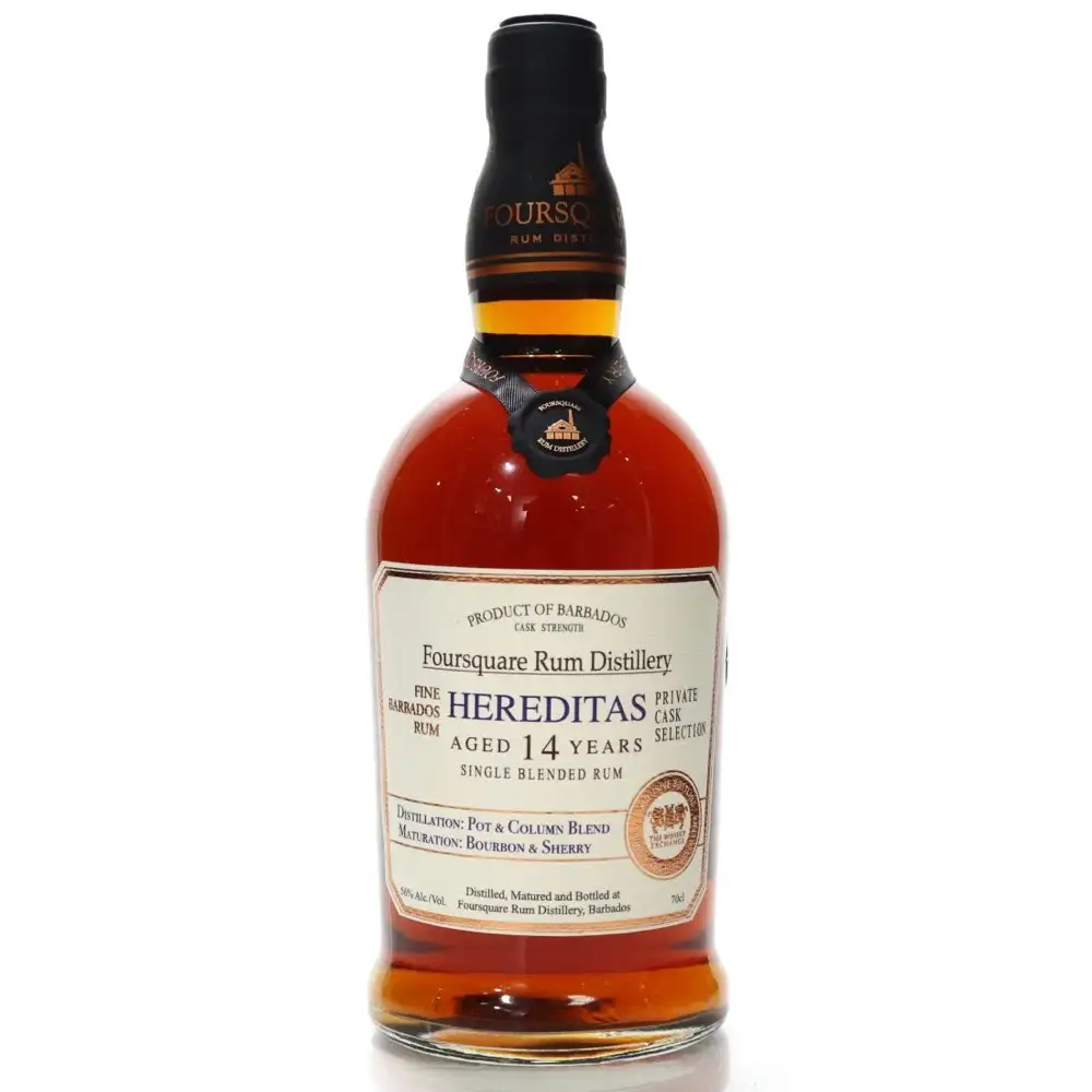Image of the front of the bottle of the rum Private Cask Selection Hereditas (The Whisky Exchange)
