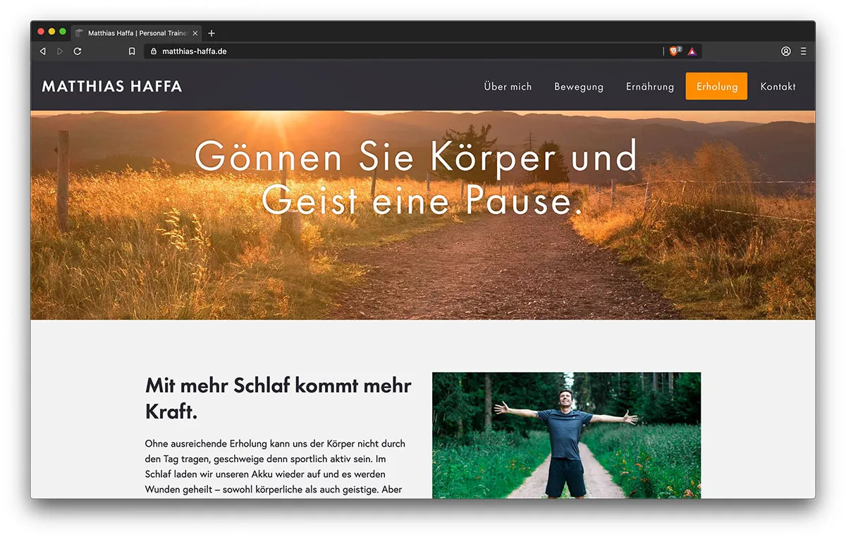 Webseite Matthias Haffa (Erholung) - Webdesign Freiburg KreativBomber