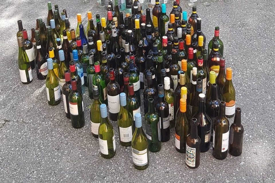 Bottles we collected across the Waterloo Region