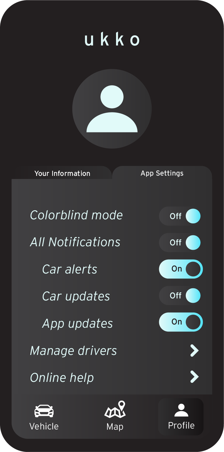 App settings on the ukko app.