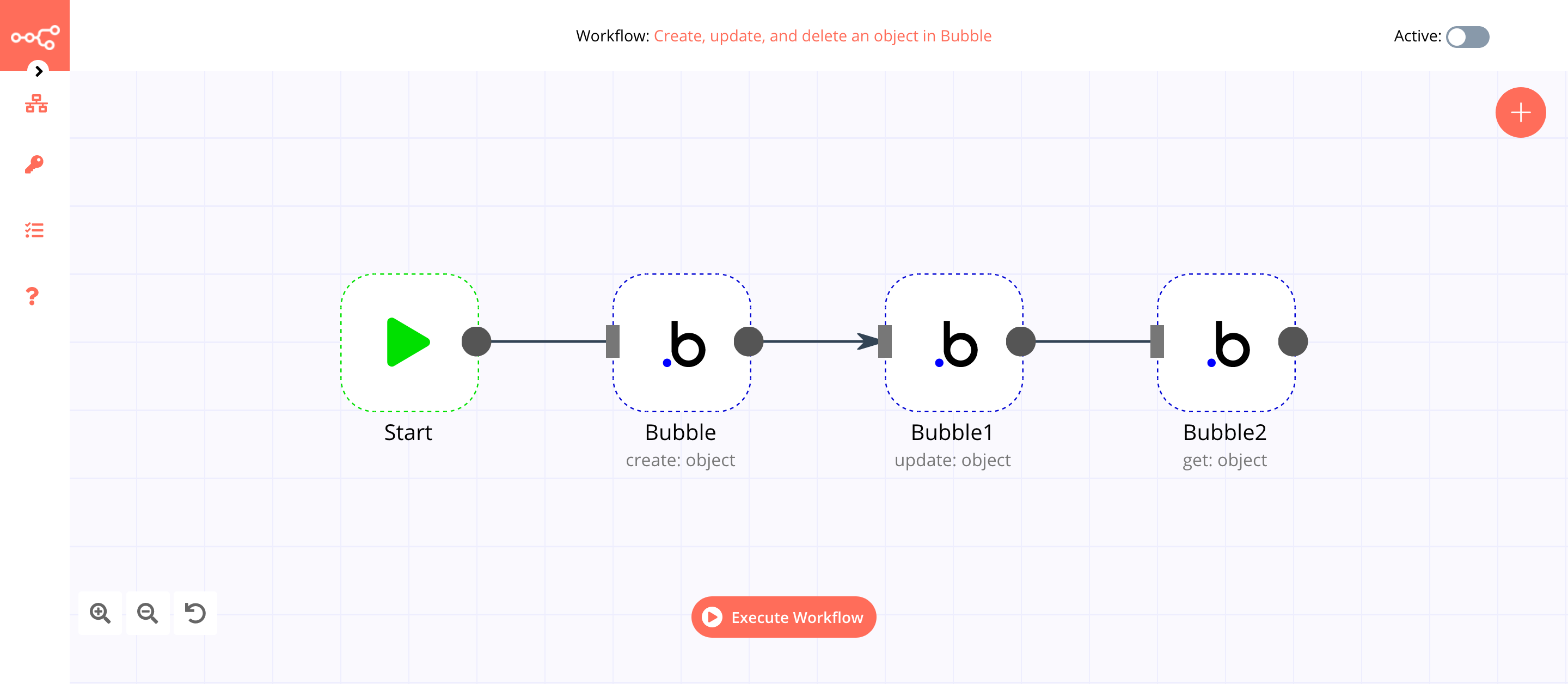 A workflow with the Bubble node
