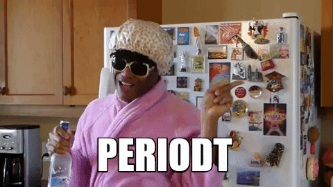 Woman saying period.