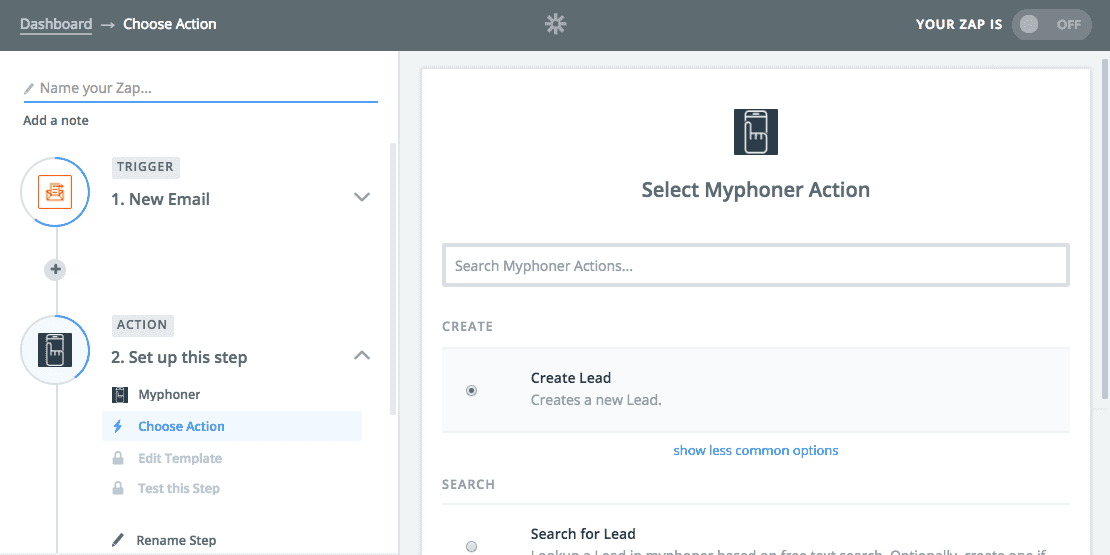 Create new leads in Myphoner through a "Zap"