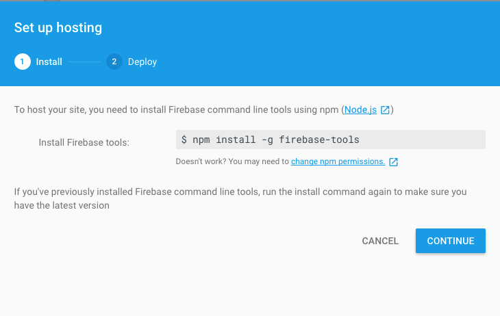 Run the command to install firebase-tools (You don’t need to type the $)