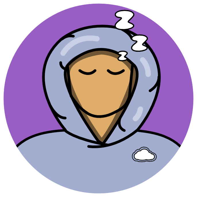 charachter-wearing-hoodie-inflated-sleeping