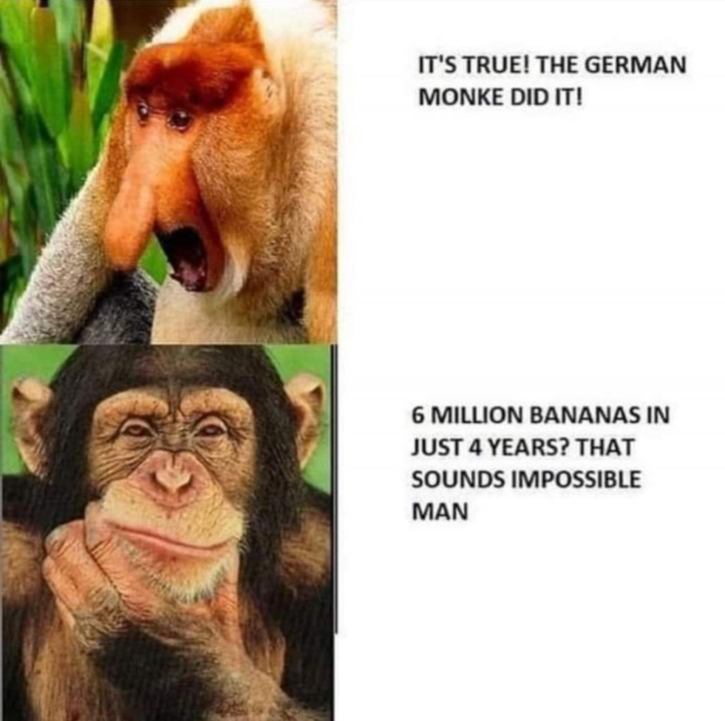 Meme about bananas and the Holocaust