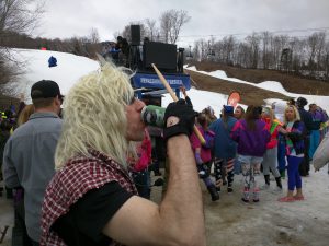 80s Day Loon, slopeside apres ski party next to Seven Brothers