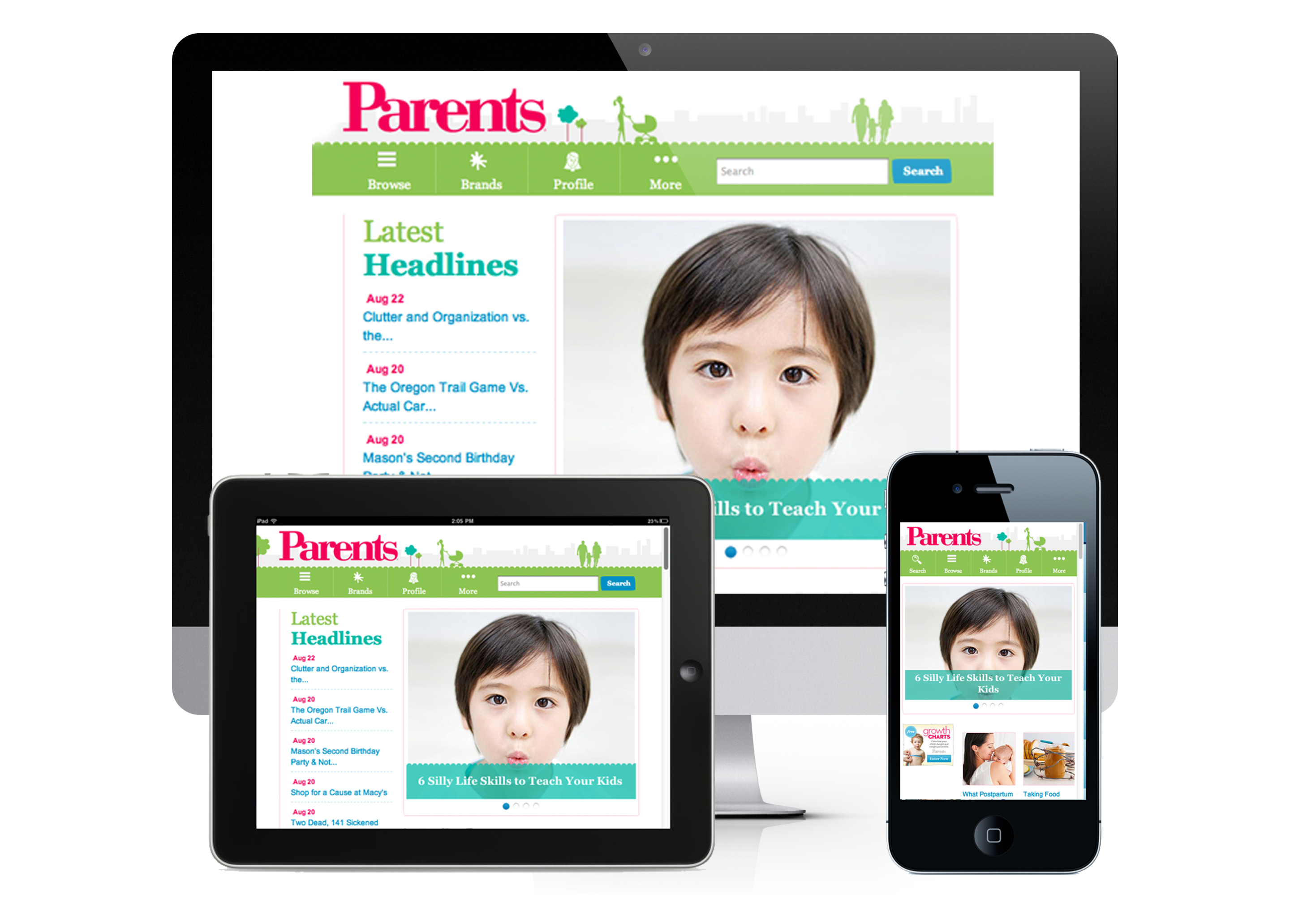 Parent.com website on devices.