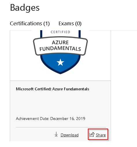 Share certification badge