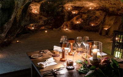 A unique feature of the Raffles: private dining in a natural cave!