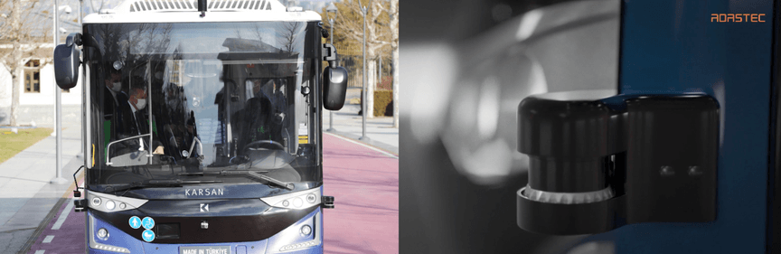 Ouster lidar sensors on an ADASTEC bus