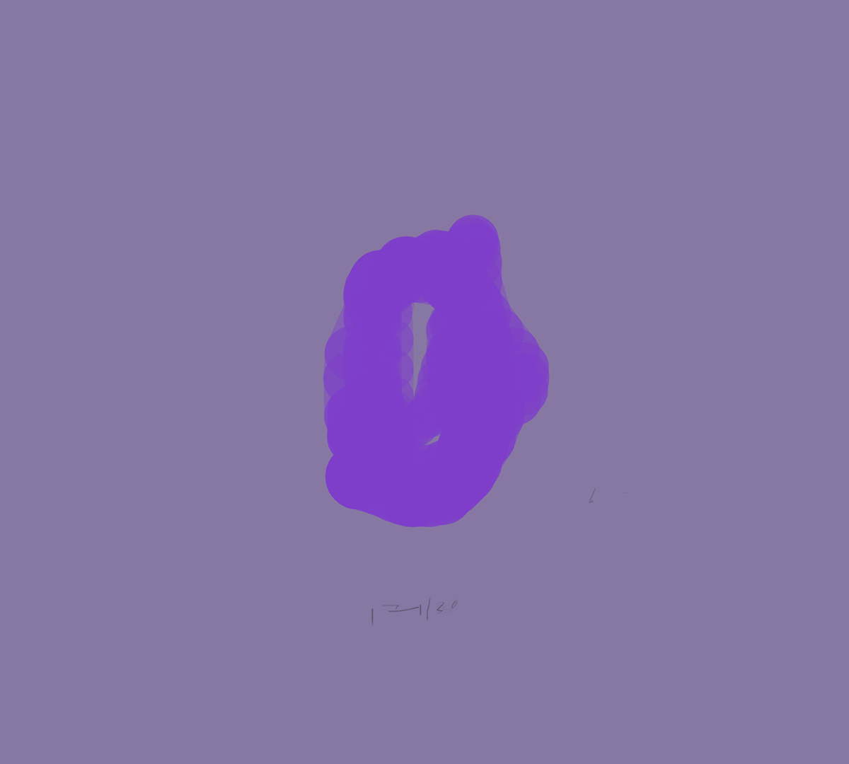 Brushy browser painting in purple on a gray background.