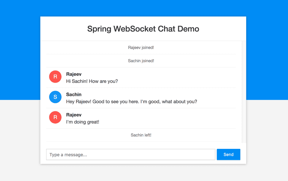 Spring Boot WebSocket SockJS STOMP Chat Application Example