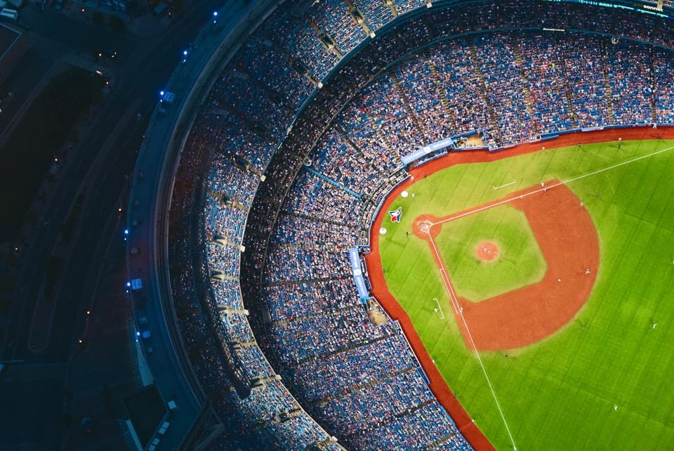 Aerial view of a baseball stadium