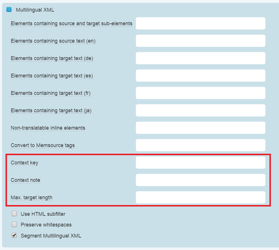 New Multilingual XML File Import Options