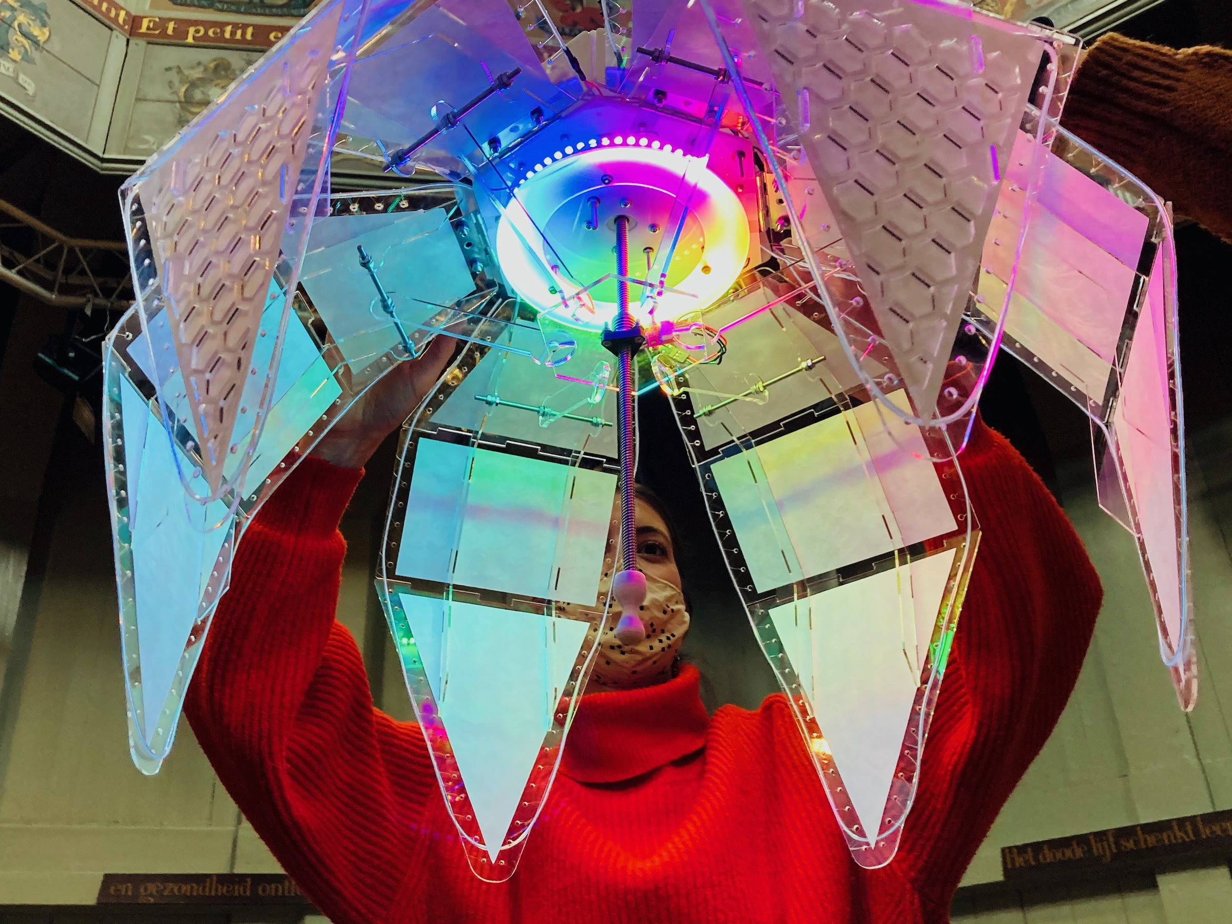 Fiddling with the Machine Week group project, a folding lamp