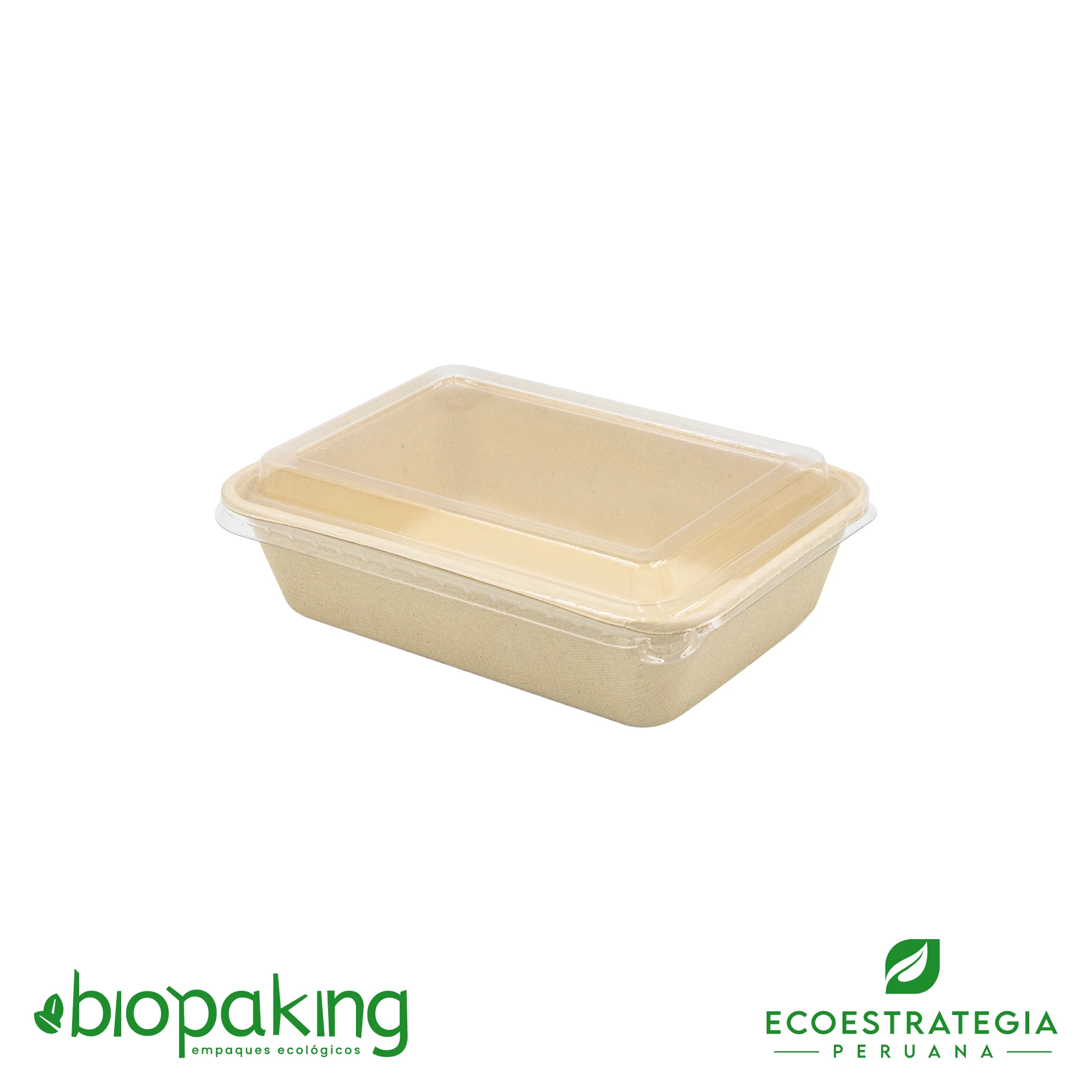 Esta bandeja biodegradable de 800ml es a base de fibra de trigo. Envases descartables con gramaje ideal, cotiza tus empaques, platos, tapers ecológicos y más