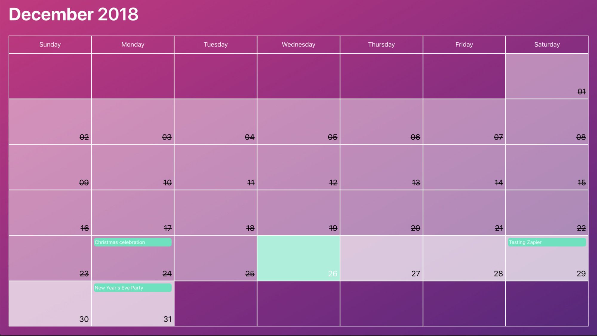 Event Calendar Starter — Calendar view