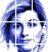 Picture of woman make from squares.