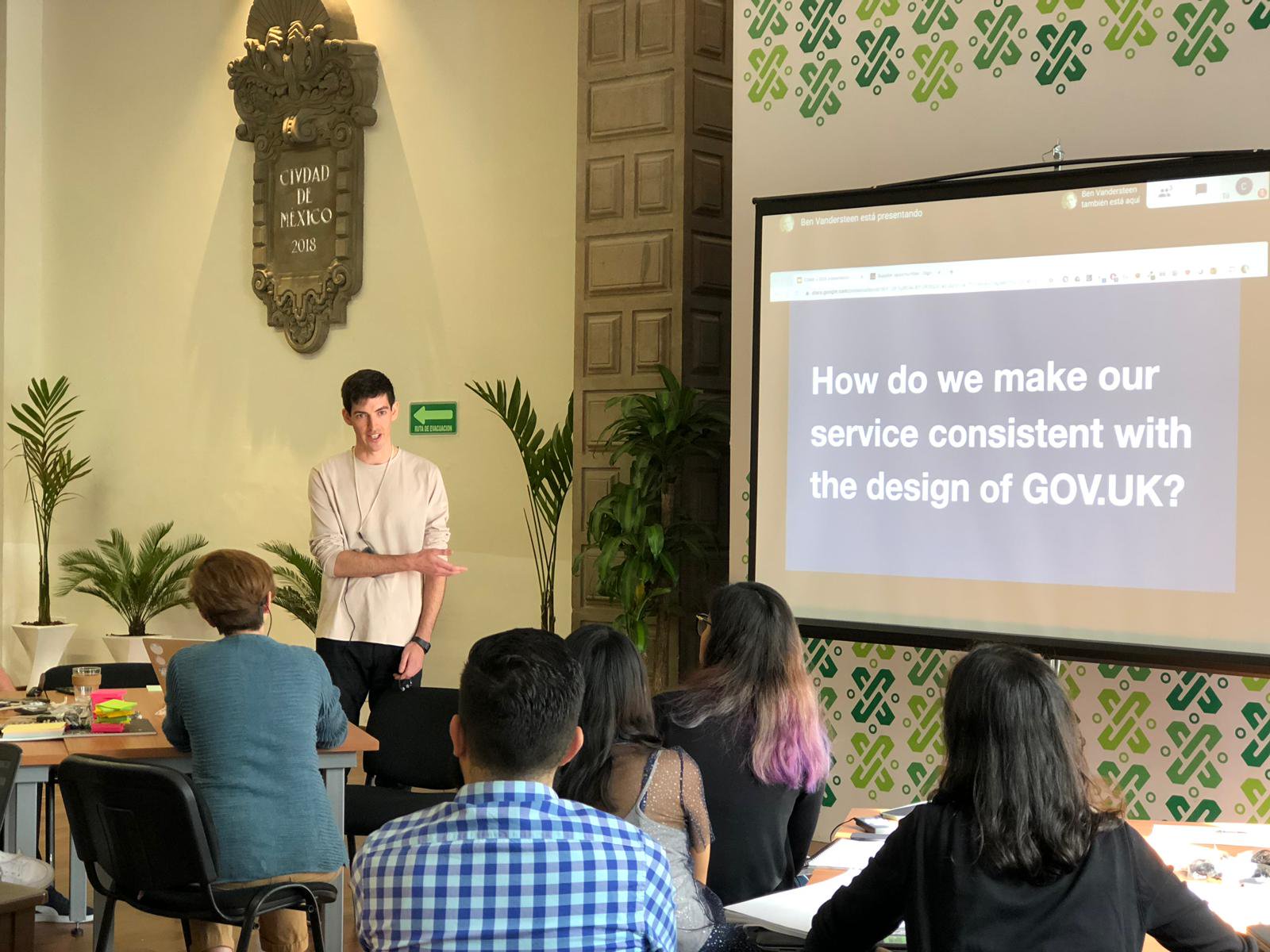 Laurence presenting about design in the UK government