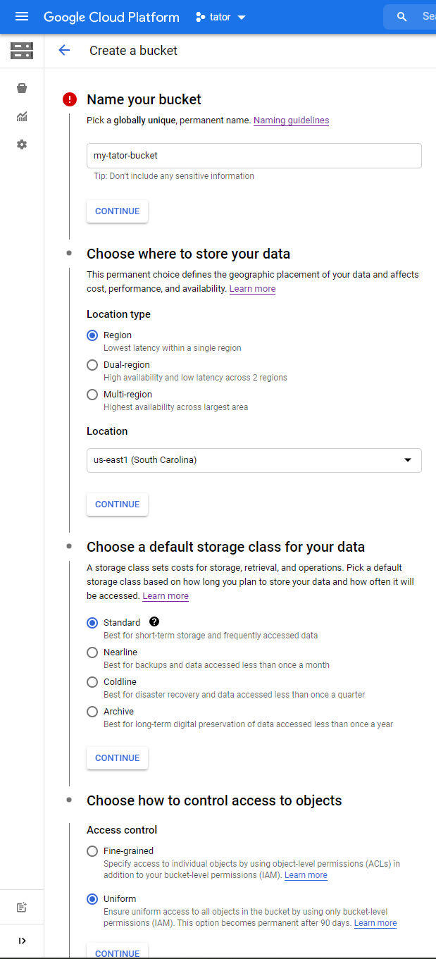 Project Specific Buckets on GCP Tator