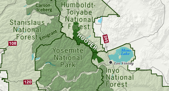 area map of Hoover Wilderness