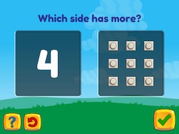 Compare numerals and sets of objects, up to 10 Math Game
