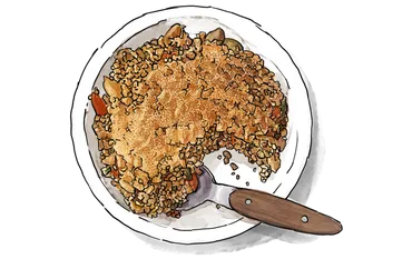 Illustration of a Vegetables Crumble with Parmigiano Crust