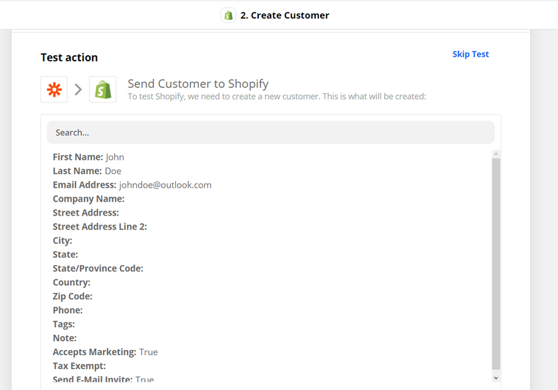 Test the Parseur-Shopify integration