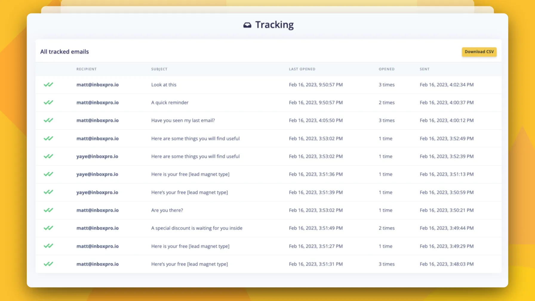 InboxPro - Tracking feature