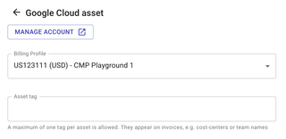 A Google account asset settings page.
