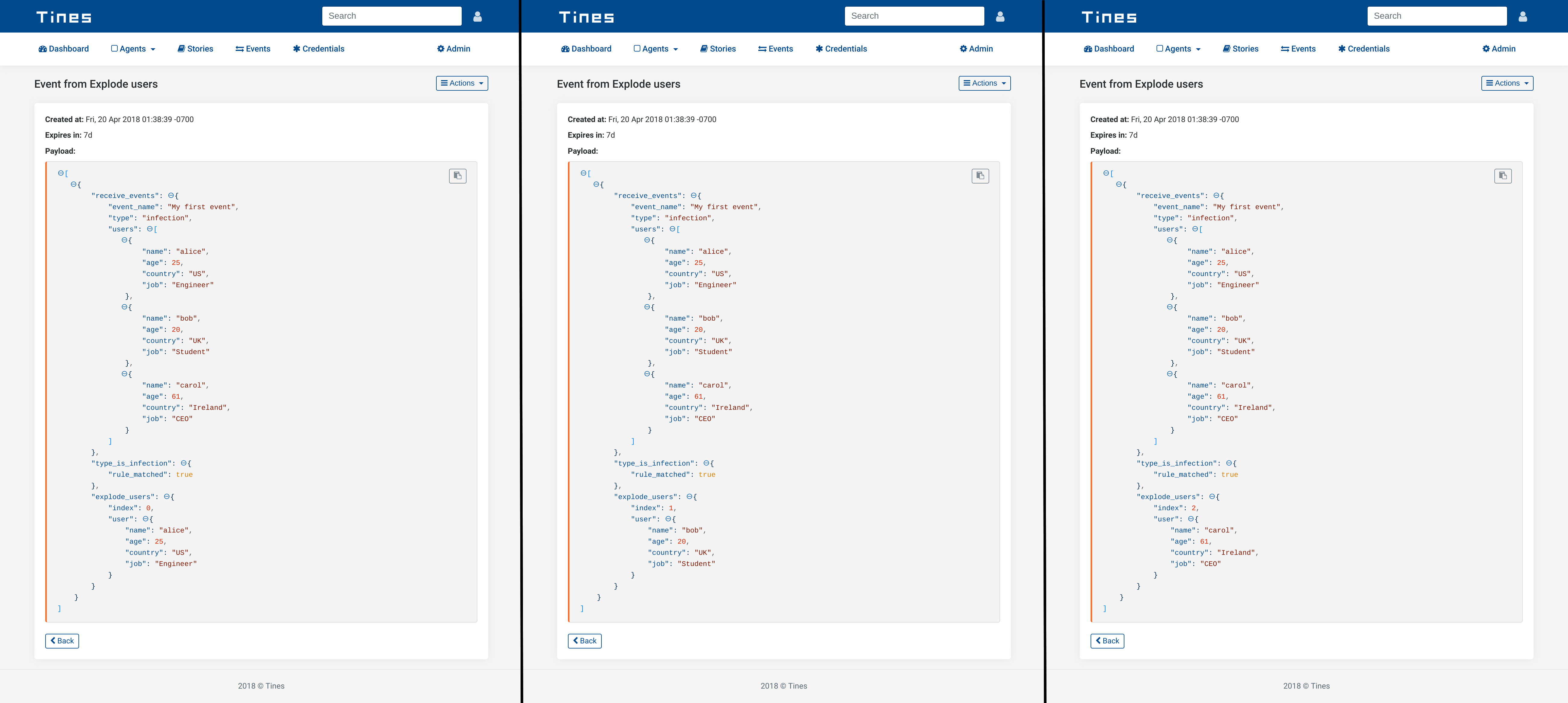 Explode users agent events