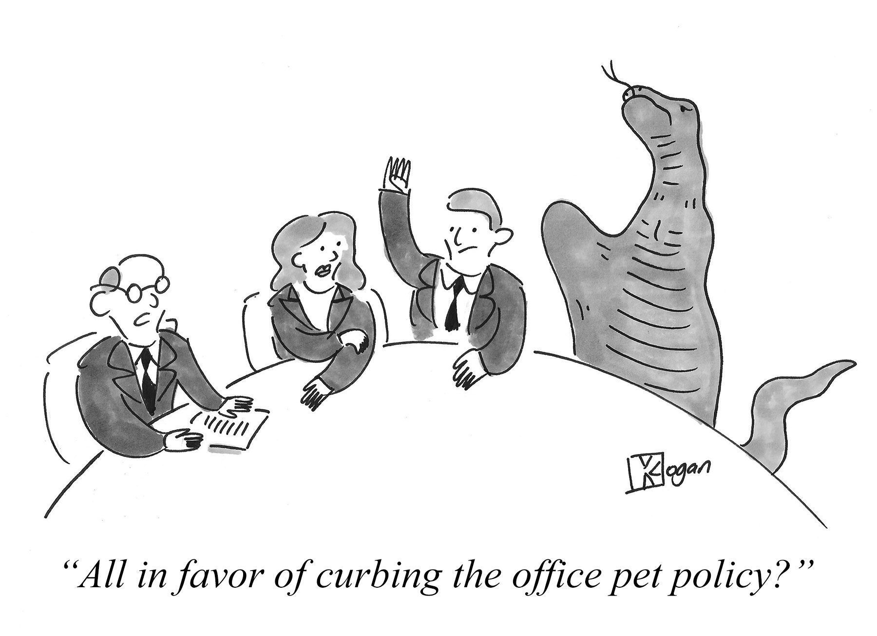All in favor of curbing the office pet policy?