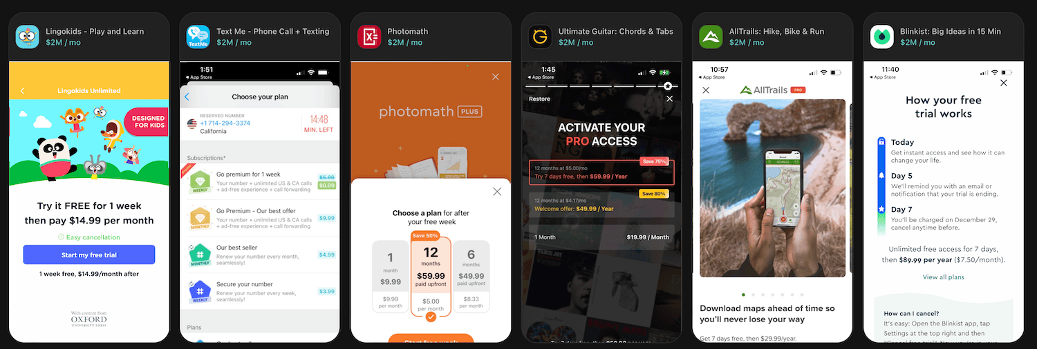 Paywalls for several popular apps in the App Store