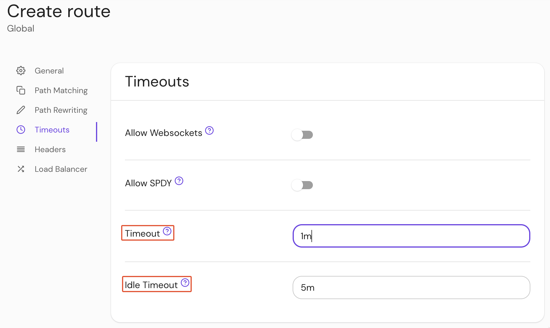 Set idle timeout in the Console