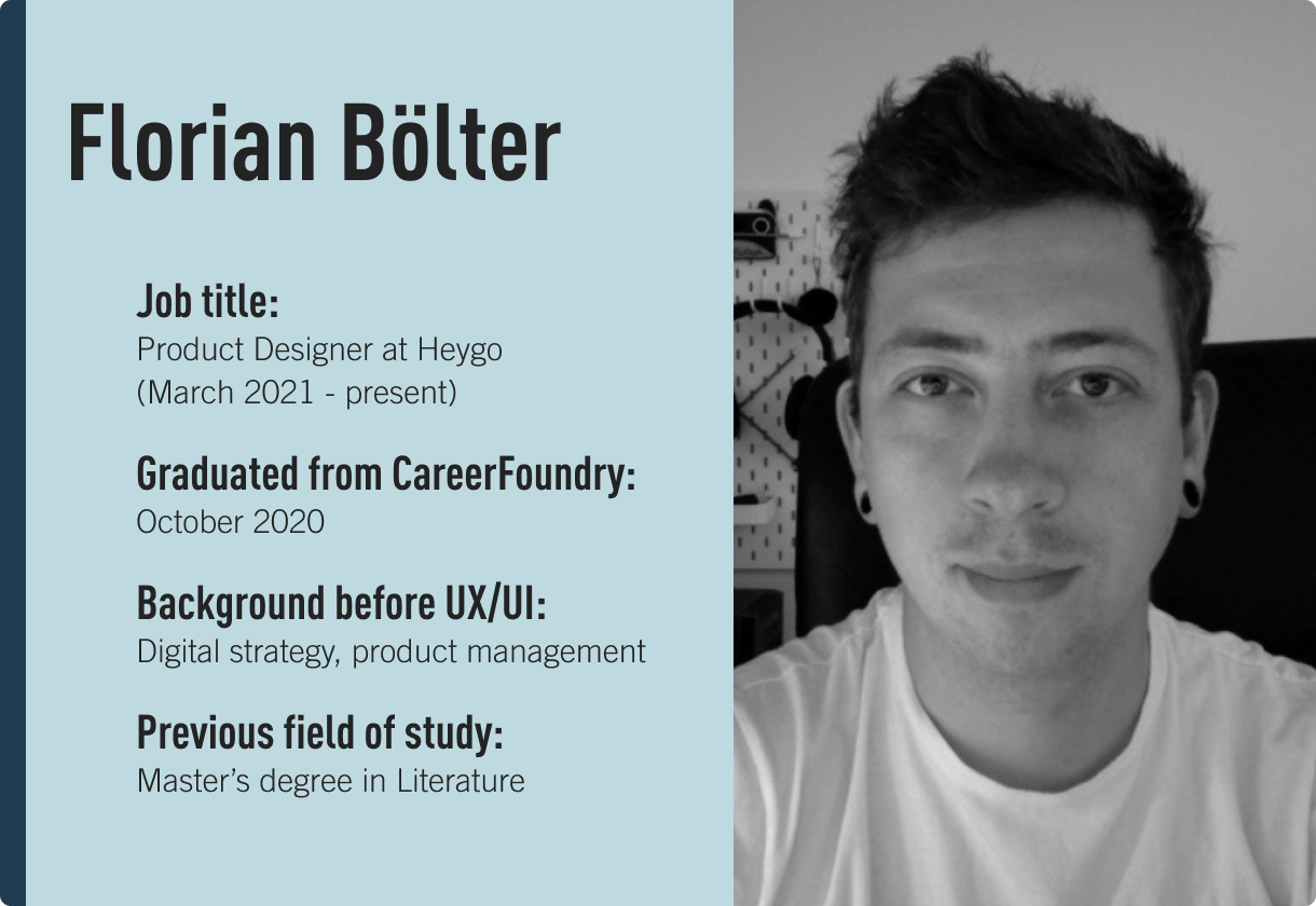 Florian Boelter, product designer and CareerFoundry graduate