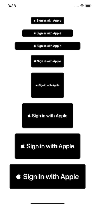 Size variation of sign in with Apple buttons