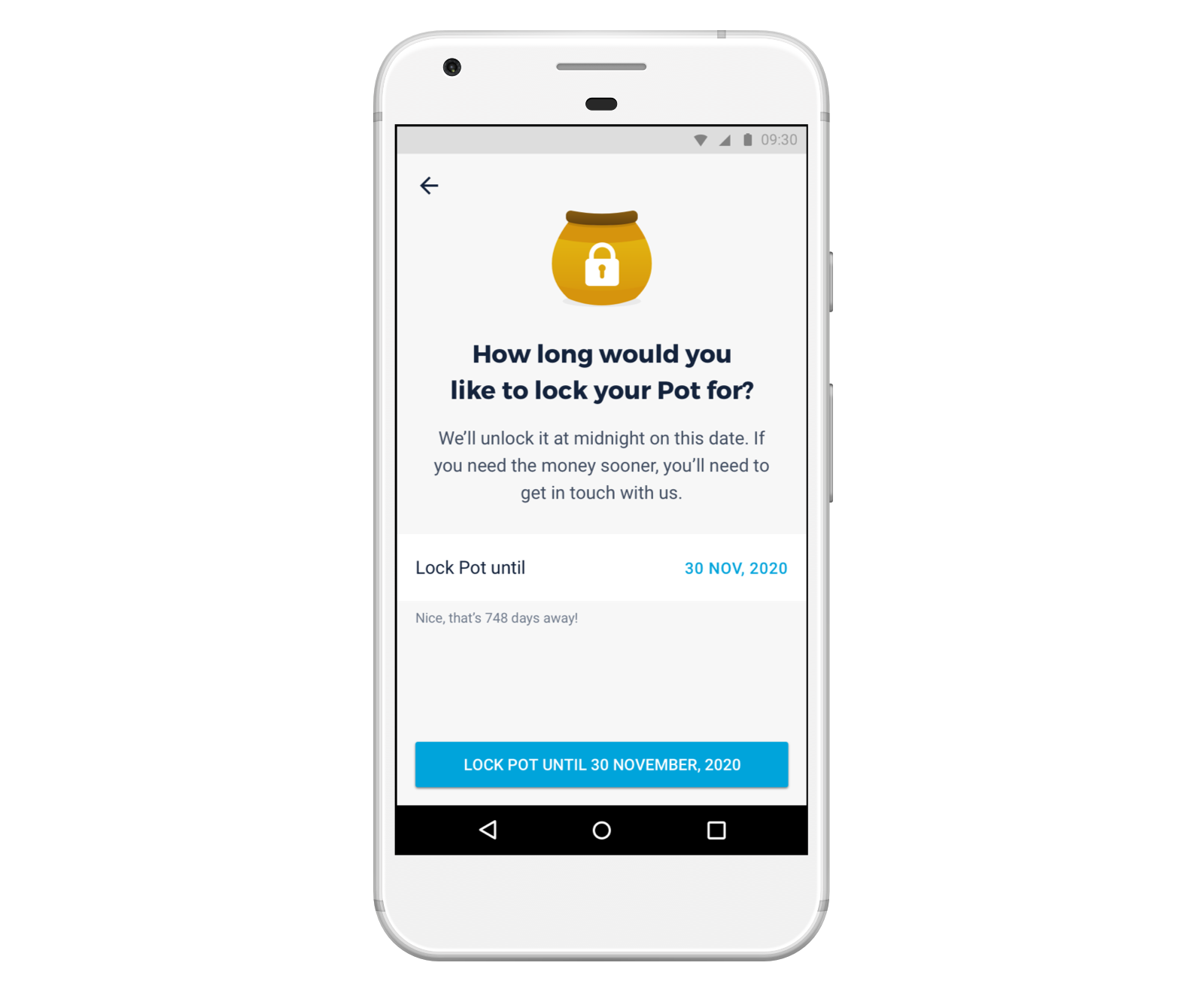 Screenshot of locked Pot
