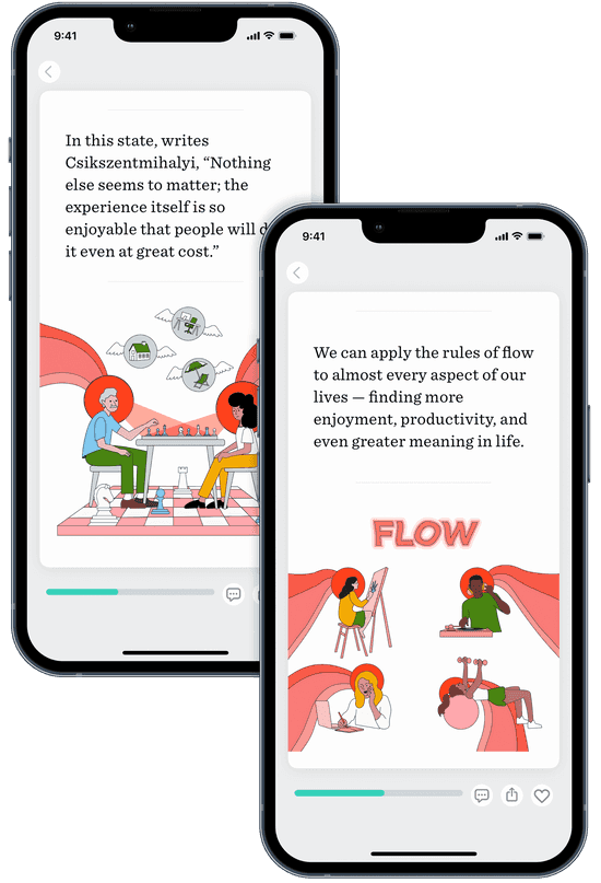 preview of the book 'flow' on an iPhone