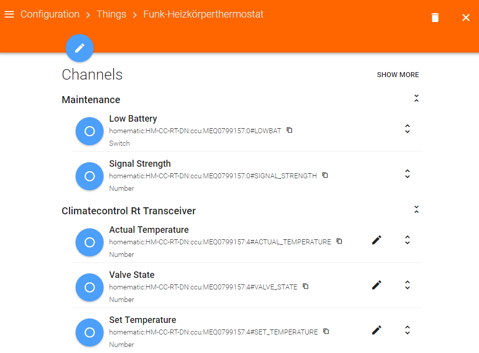 Homematic HM-CC-RT-DN thermostat channels recognized by the Homematic openHAB binding