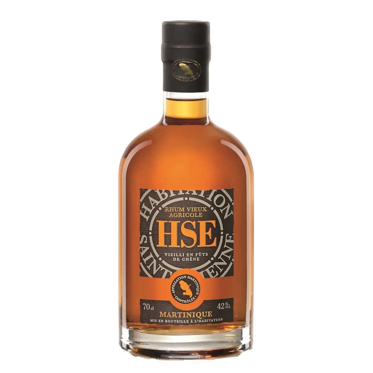 Image of the front of the bottle of the rum HSE Rhum Vieux Agricole