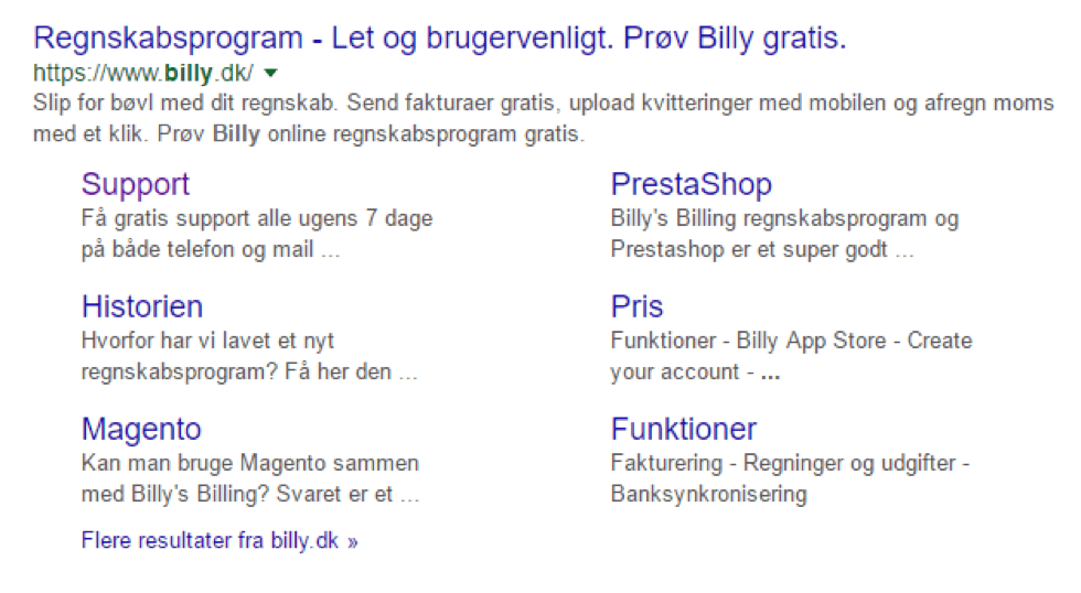 Billy Regnskabsprogram og meta og title beskrivelser