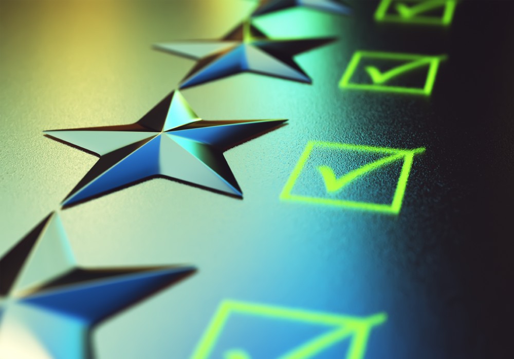 virtual green check marks next to silver stars
