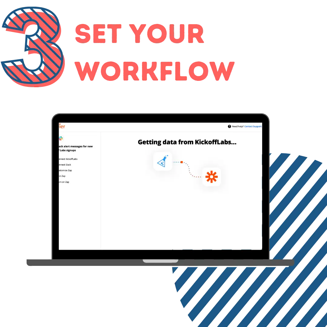 Set-up your workflow in Zapier.