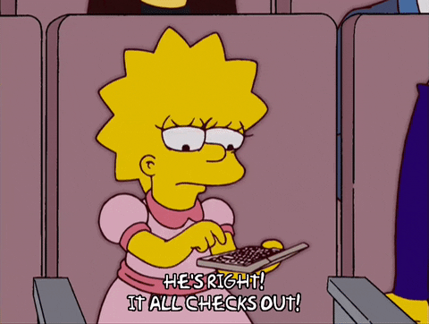 lisa simpson with calculator saying it all checks out