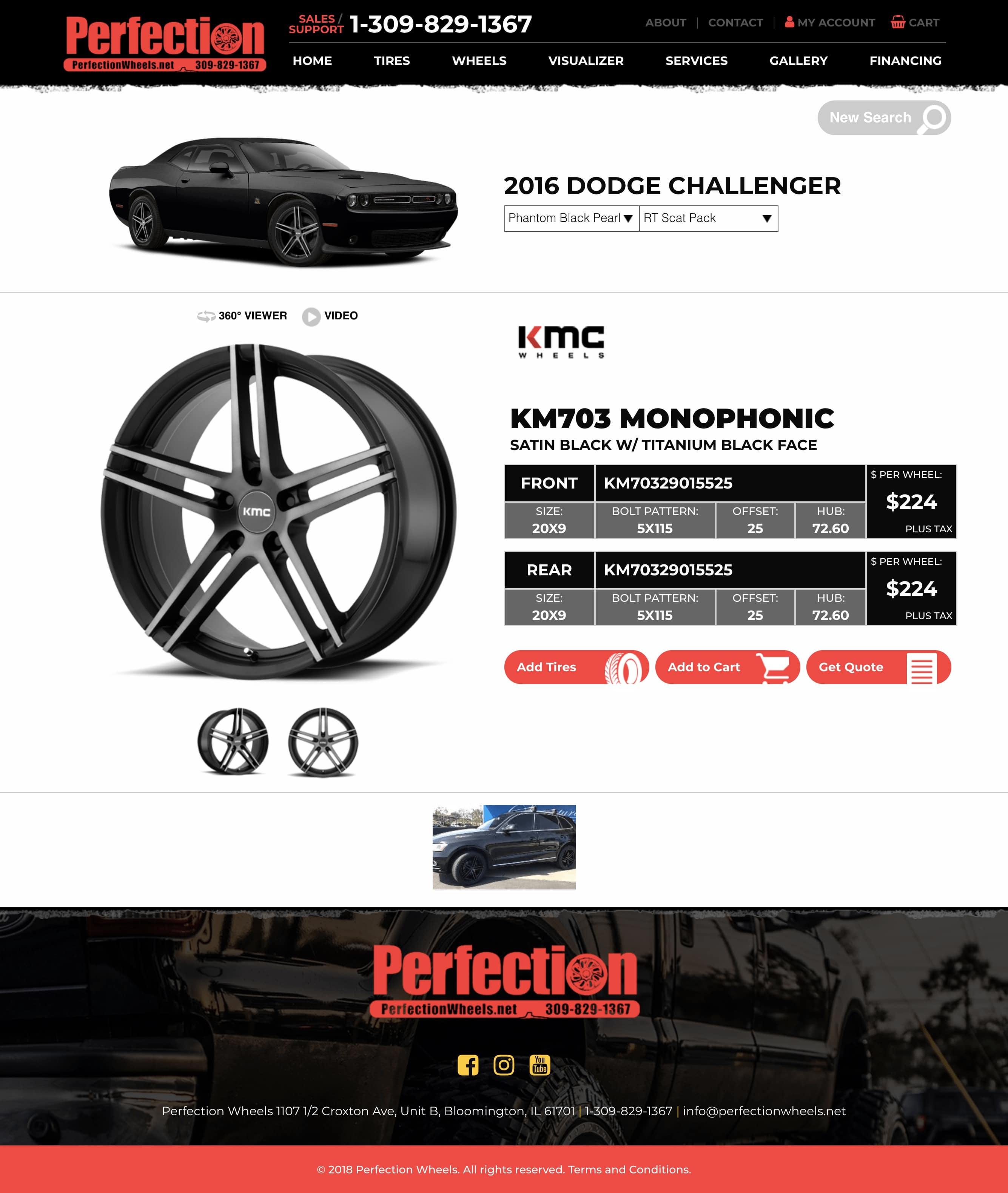 Perfectionwheels wheel detail page on desktop