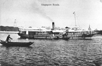 Cargo Ship near the mouth of the Singapore River, 1900s