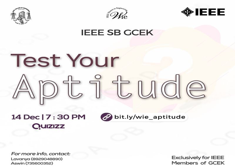 TEST YOUR APTITUDE IEEE SB GCEK