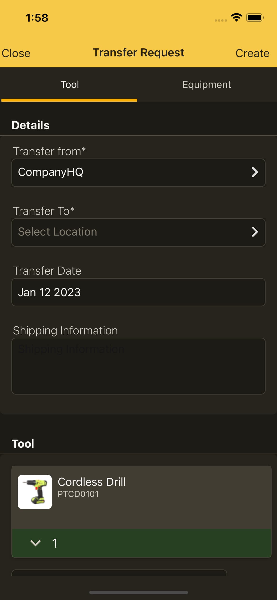 Mobile App Store Transfer Screen