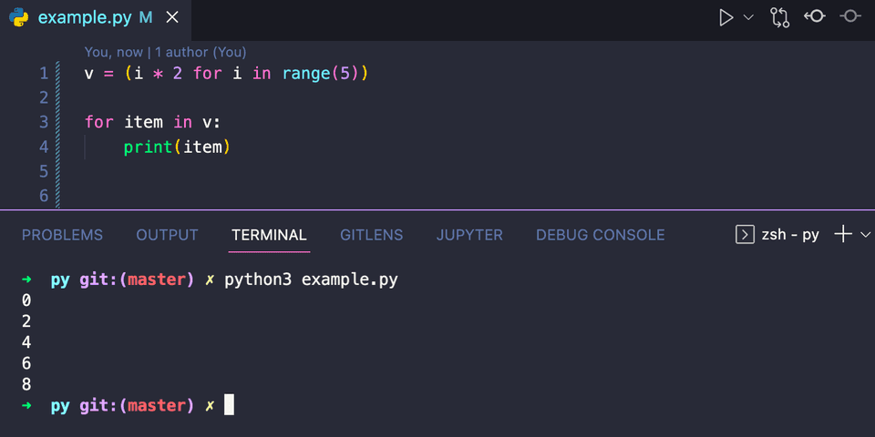 Python example generator expression